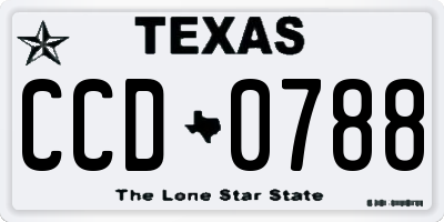 TX license plate CCD0788