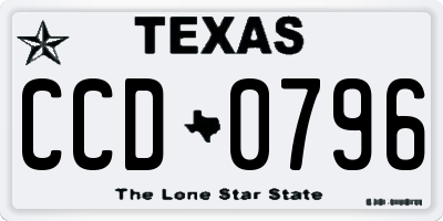 TX license plate CCD0796