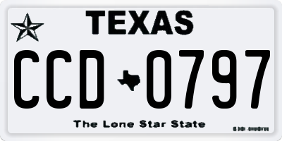 TX license plate CCD0797
