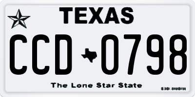 TX license plate CCD0798