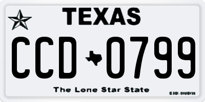 TX license plate CCD0799