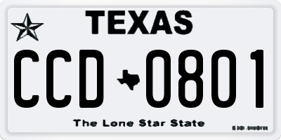 TX license plate CCD0801