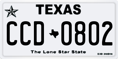 TX license plate CCD0802