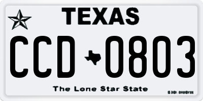 TX license plate CCD0803
