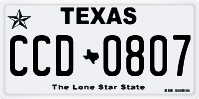 TX license plate CCD0807