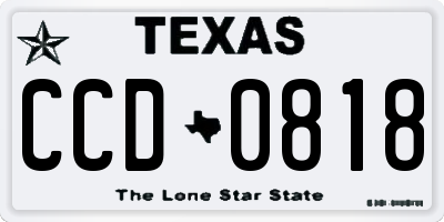 TX license plate CCD0818