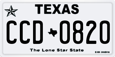 TX license plate CCD0820