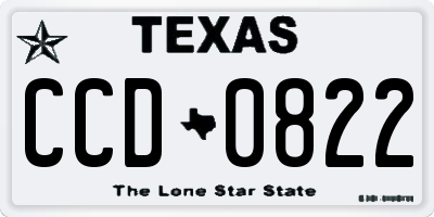 TX license plate CCD0822