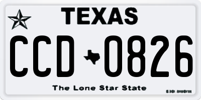 TX license plate CCD0826
