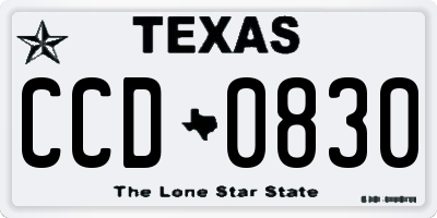 TX license plate CCD0830