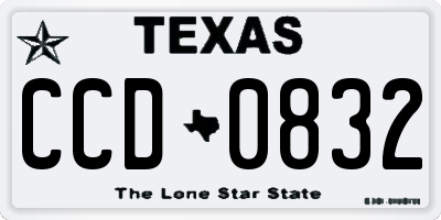 TX license plate CCD0832