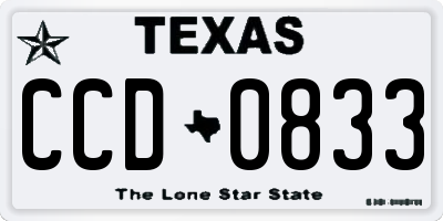TX license plate CCD0833