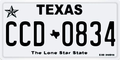 TX license plate CCD0834