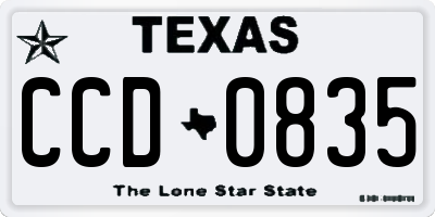 TX license plate CCD0835