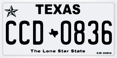 TX license plate CCD0836