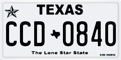 TX license plate CCD0840