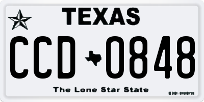 TX license plate CCD0848