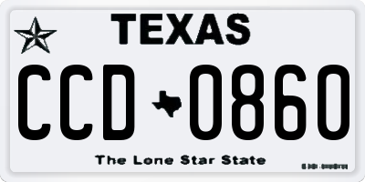 TX license plate CCD0860