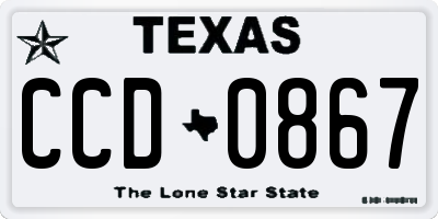 TX license plate CCD0867