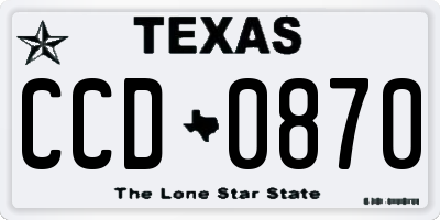 TX license plate CCD0870