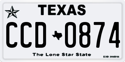 TX license plate CCD0874