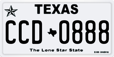 TX license plate CCD0888
