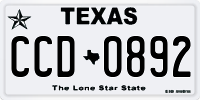 TX license plate CCD0892