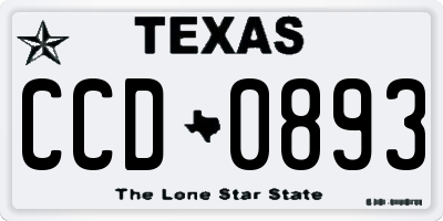 TX license plate CCD0893