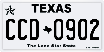 TX license plate CCD0902