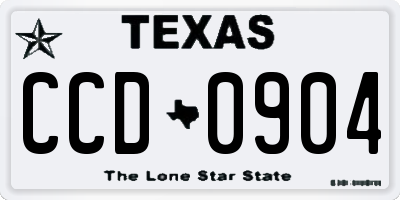 TX license plate CCD0904