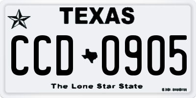 TX license plate CCD0905