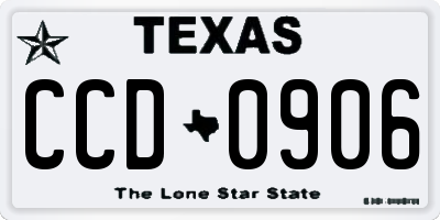 TX license plate CCD0906