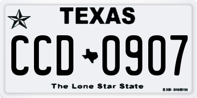 TX license plate CCD0907