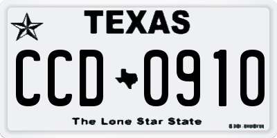 TX license plate CCD0910