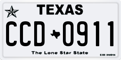 TX license plate CCD0911