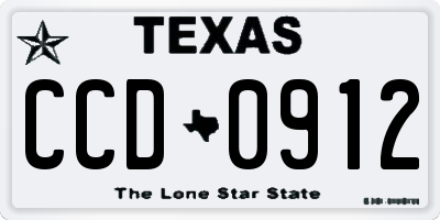 TX license plate CCD0912