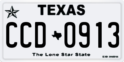 TX license plate CCD0913
