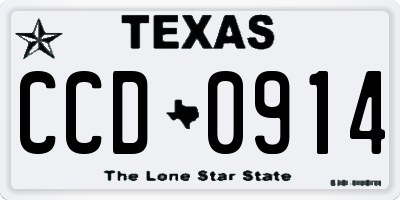 TX license plate CCD0914