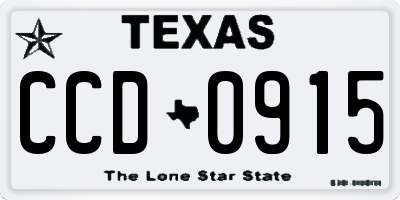 TX license plate CCD0915