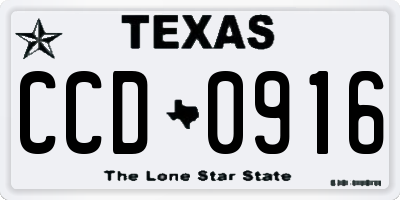 TX license plate CCD0916