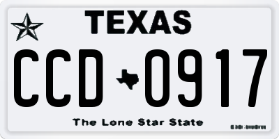 TX license plate CCD0917