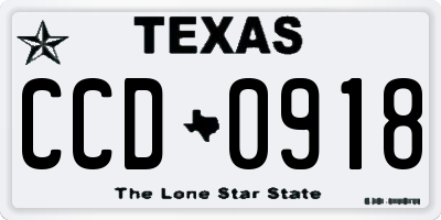 TX license plate CCD0918
