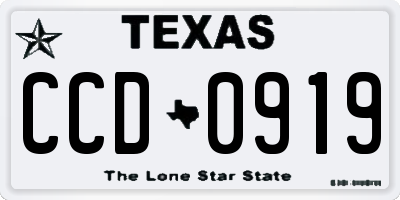 TX license plate CCD0919