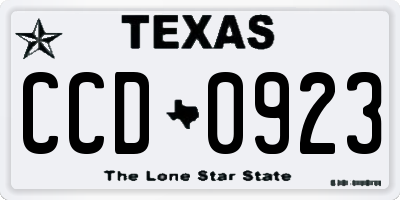 TX license plate CCD0923