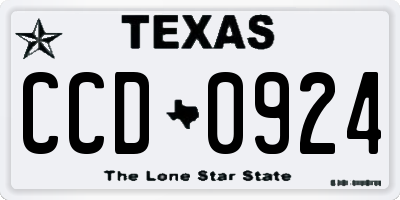 TX license plate CCD0924