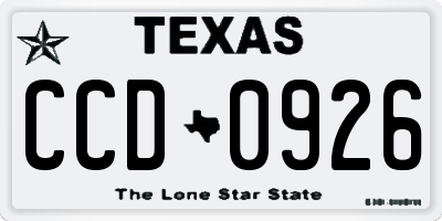 TX license plate CCD0926