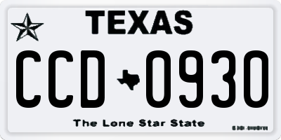 TX license plate CCD0930