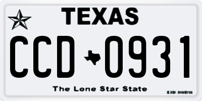 TX license plate CCD0931
