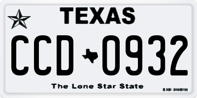 TX license plate CCD0932