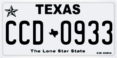 TX license plate CCD0933